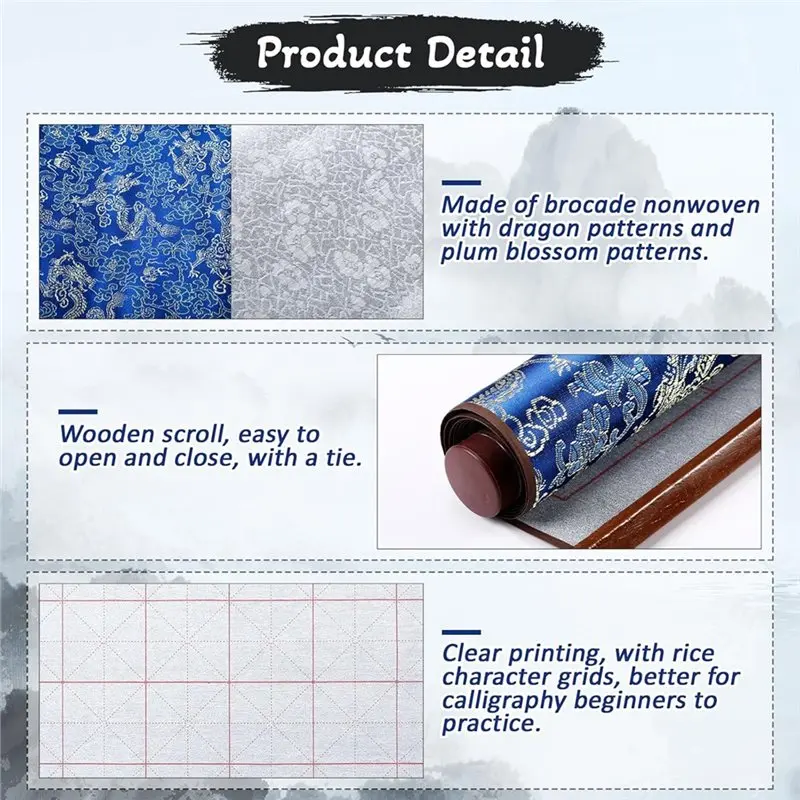 ABRJ-6 قطعة مجموعة ممارسة الخط الصيني قماش الخط مع فرشاة القلم طبق بلاستيكي هدية للمبتدئين المدرسة المنزلية #3