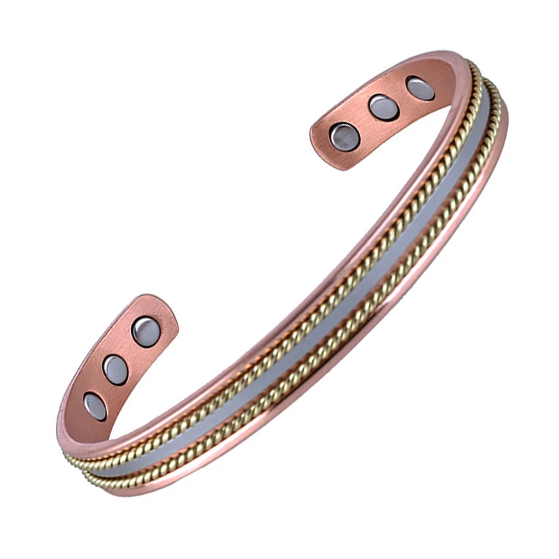 Vintage Copper Bracelets for Women Men 99.9% Pure Copper Magnetic Bangle with Energy Magnets Adjustable Cuff Jewelry Gift