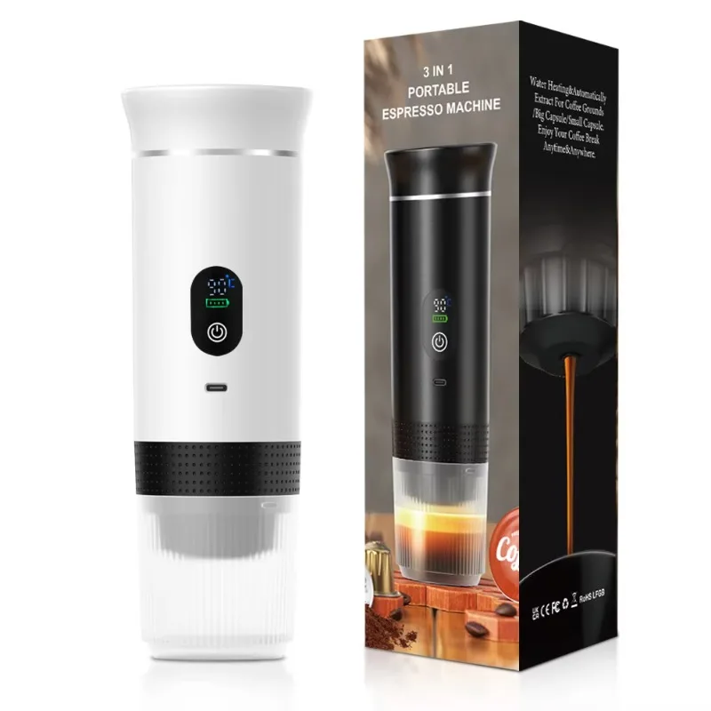 

3-In-1 Outdoor Camping Car Hotel Household Coffee Maker Fast Self Heating Rechargeable Portable Espresso Machine