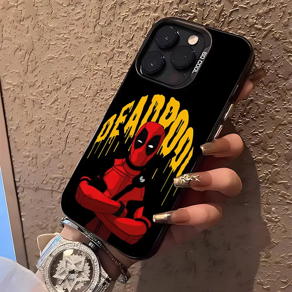 Чехол для телефона D-DeadpoolS для iPhone 17 Air 16 15 14 Plus 13 12 11 Pro XS Max, серебристо-черный защитный чехол.