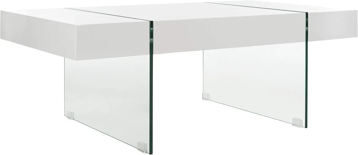 Branco e vidro perna Coffee Table, Home