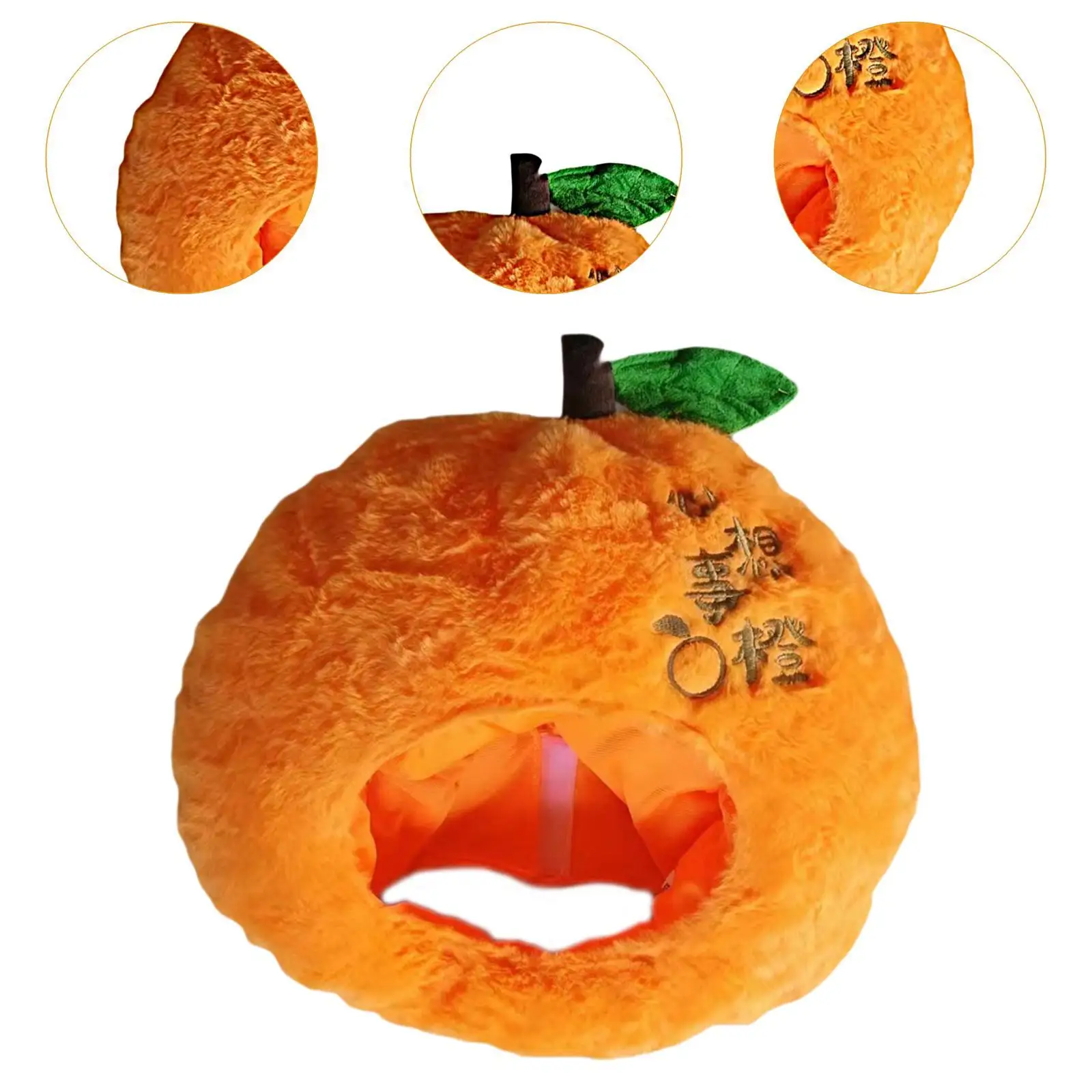 Orange Plush Hat Headwear Warm Photography Props Fruit Headgear Hat Dress up Hat for Winter Halloween Birthday Holiday Carnival view 5