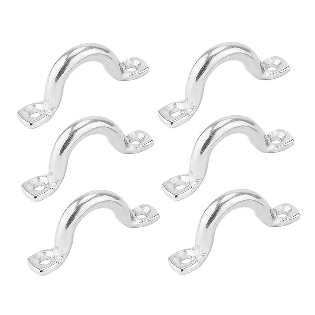 6Pcs 2'' Trailer Tie Loop Lashing Rope tie Horse Shape Tpye, Stainless Loop, Sturdy, Smooth And Polished  Silver Stainless Steel