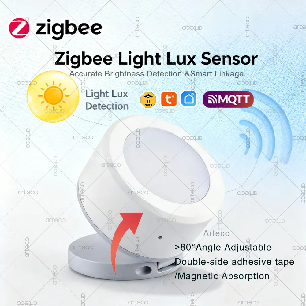 Zigbee Light Sensor illuminance Brightness Detector Luminance Sensor Real Time Monitoring Home Automation Linkage With Tuya Z2M