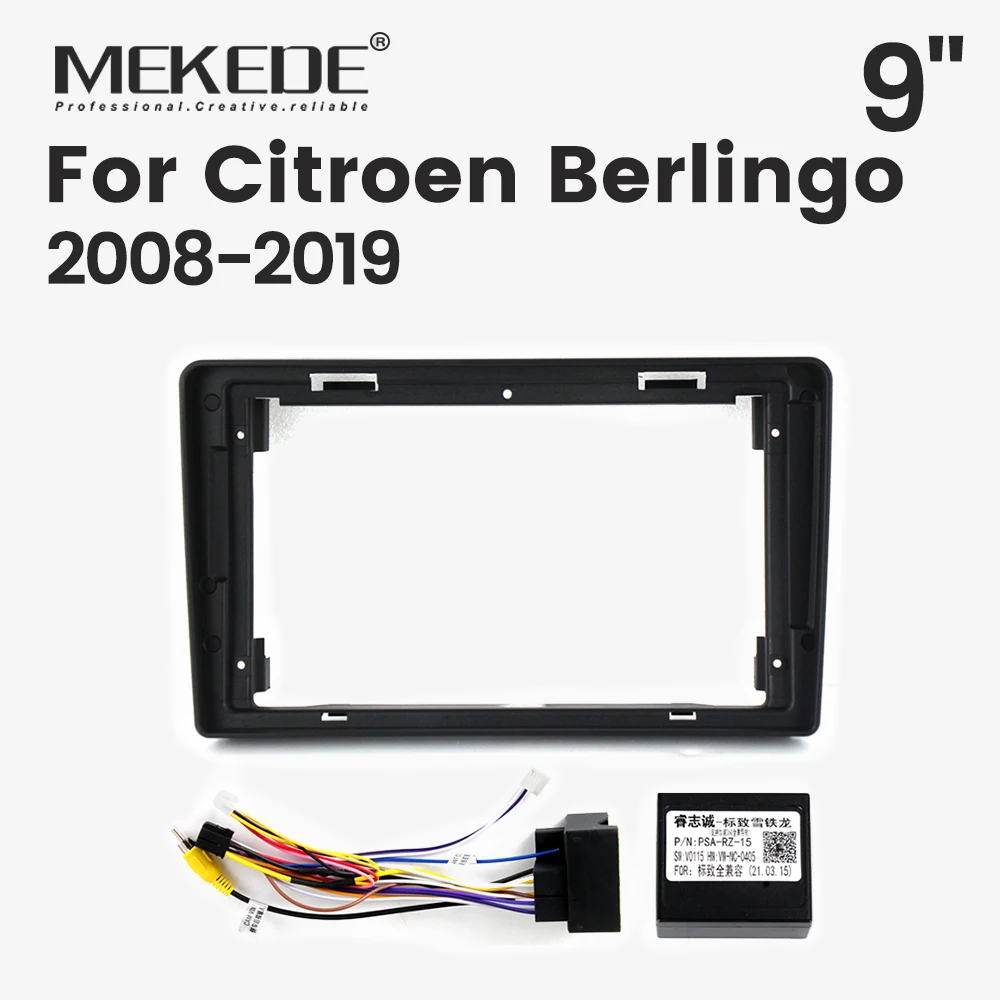 Multimedia Player Car Panel Kit Bezel Frame for Citroen Berlingo 2008-2019 9inch Car Multimedia Radio Panel Frame Cables CANBUS