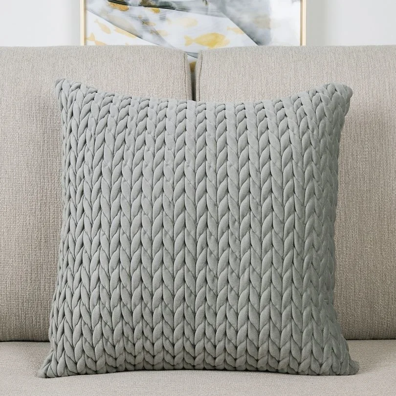 Elegant Quilted Velvet Pillow Case 30x50 45x45 50x50cm (11.8x19.7 17.7x17.7 19.7x19.7 Inches) for Sofa Living Room Beige