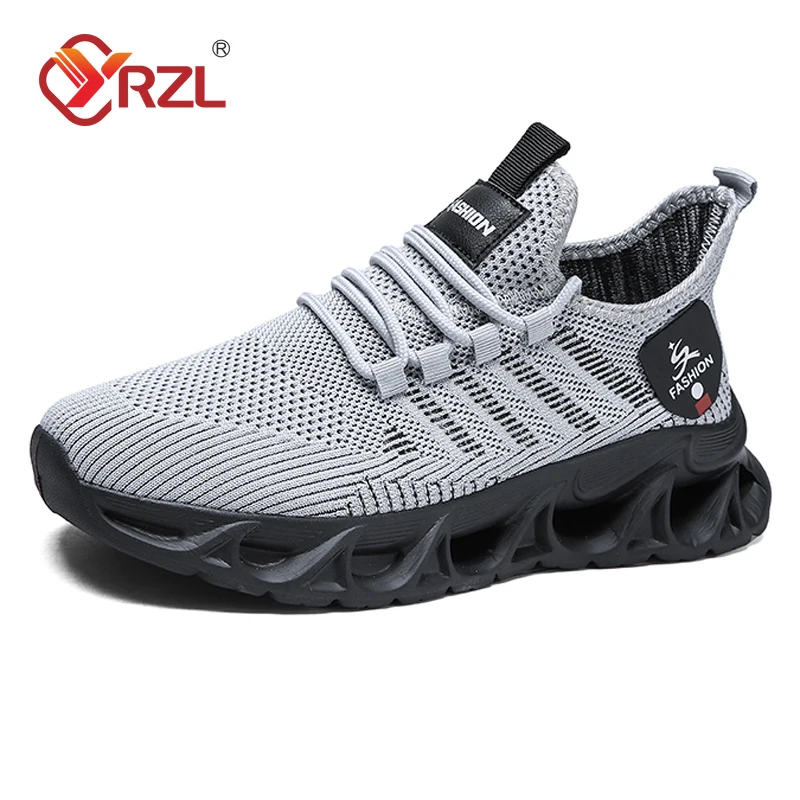 Yrzl sapatos esportivos dos homens respirável tênis leves ao ar livre malha preto tênis de corrida atlético jogging tenis sapatos caminhada homem