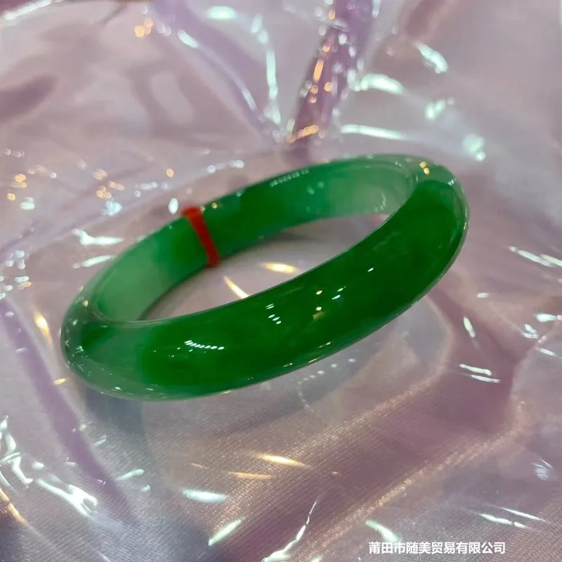 Myanmar natural jadeite bracelet collectible item, bright , old water jade, circle, women's style, full green