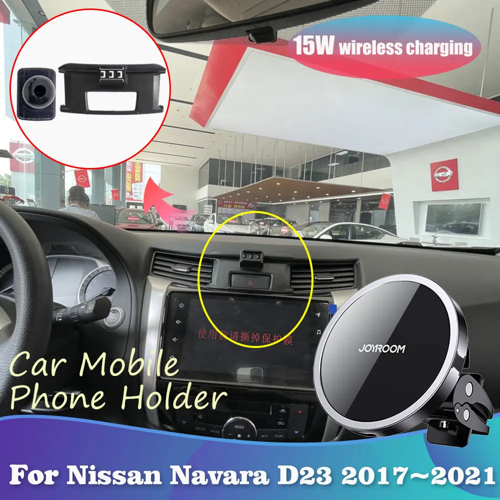 Phone Holder for Nissan Navara Tekna D23 Frontier NP300 2017~2021 Magnetic Air Vent Clip Support Wireless Charging Accessories