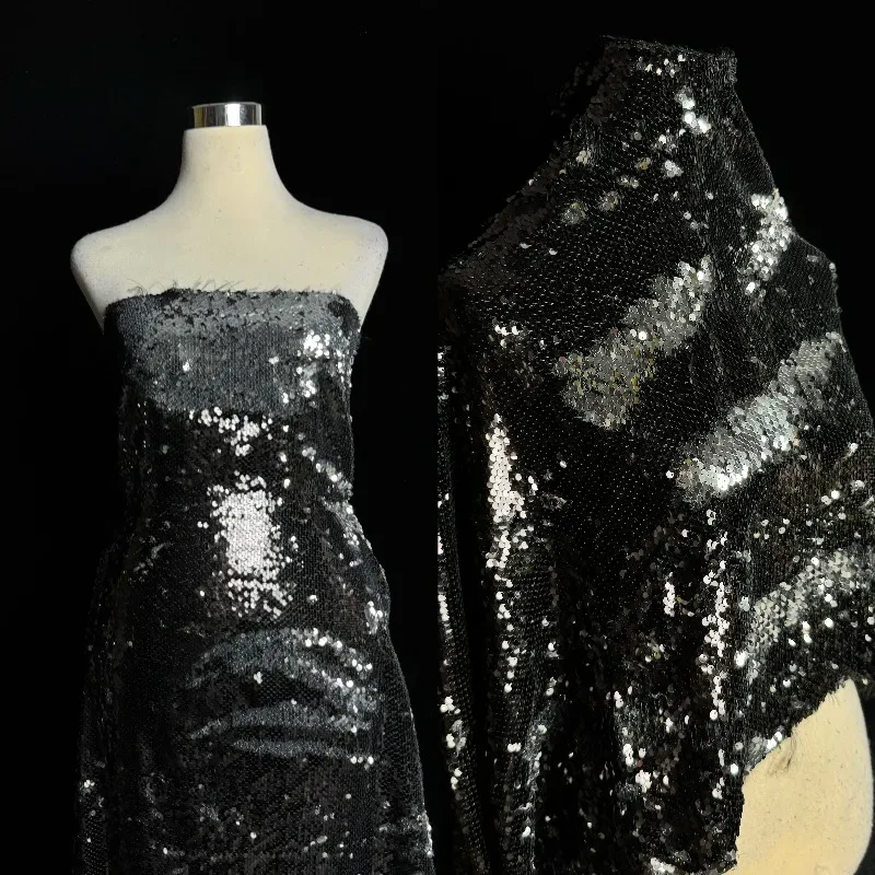 Encrypt Flip Dual Color Handwriting Graffiti Sequin Fabric for Dance Costume Evening Dress Cloth Diy Sewing By The Meter