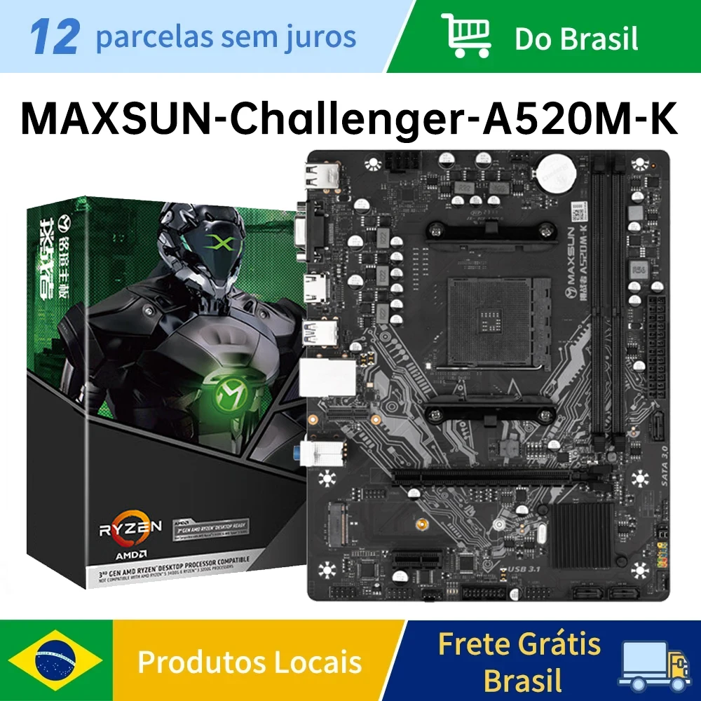 MAXSUN AMD Full New  A520M-K Motherboard DDR4 USB3.0 M.2 PCIe 3.0 Ryzen 5000 Series CPU(5500/5600/5600G) AM4 Motherboard