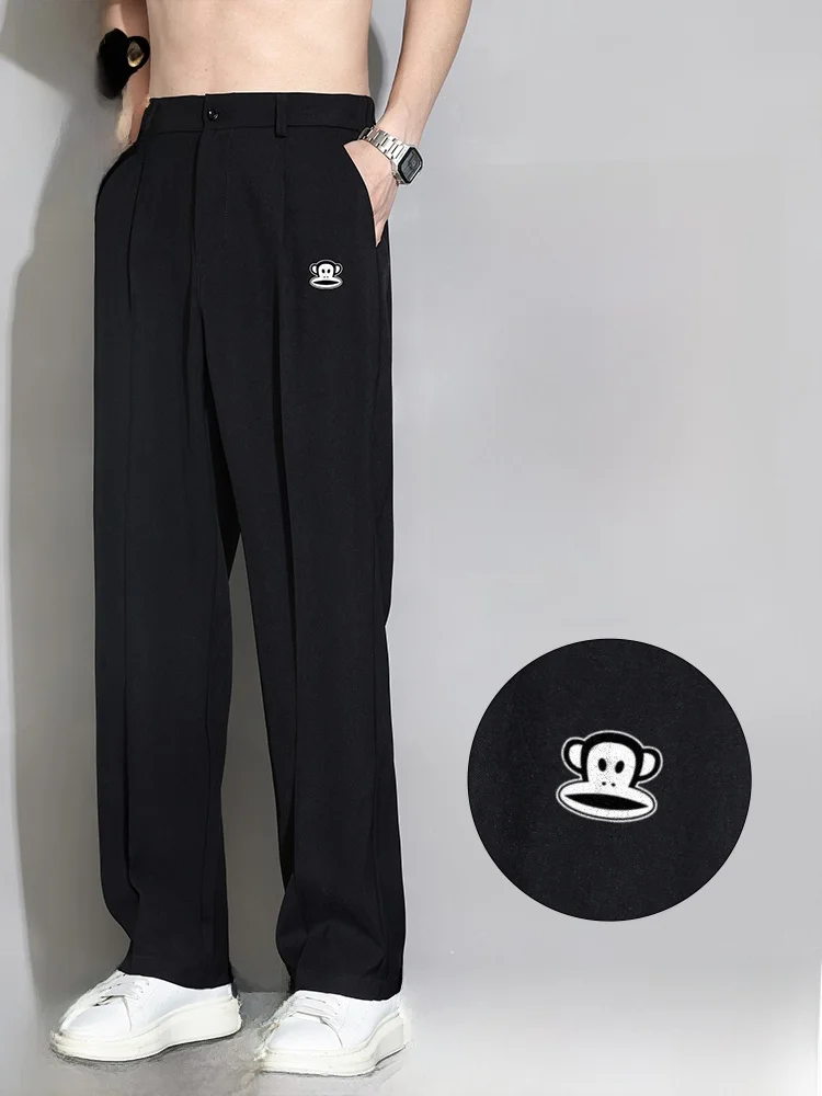 

PaulFrank Ice Silk Cool Feeling Casual Pants Men's Spring Summer Thin Trendy Loose Straight Leg Trousers Daily Wear