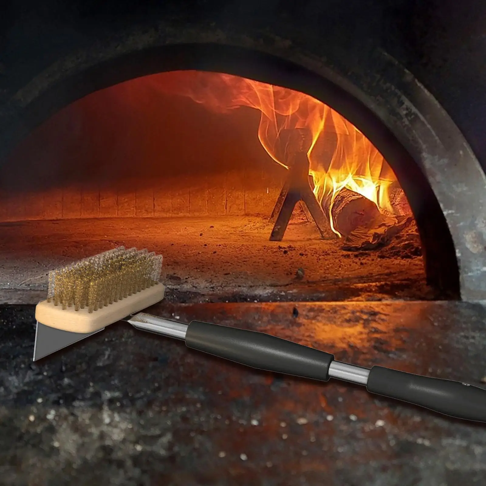 Pizza Oven Cleaning Brush Sturdy Adjustable Handle Practical