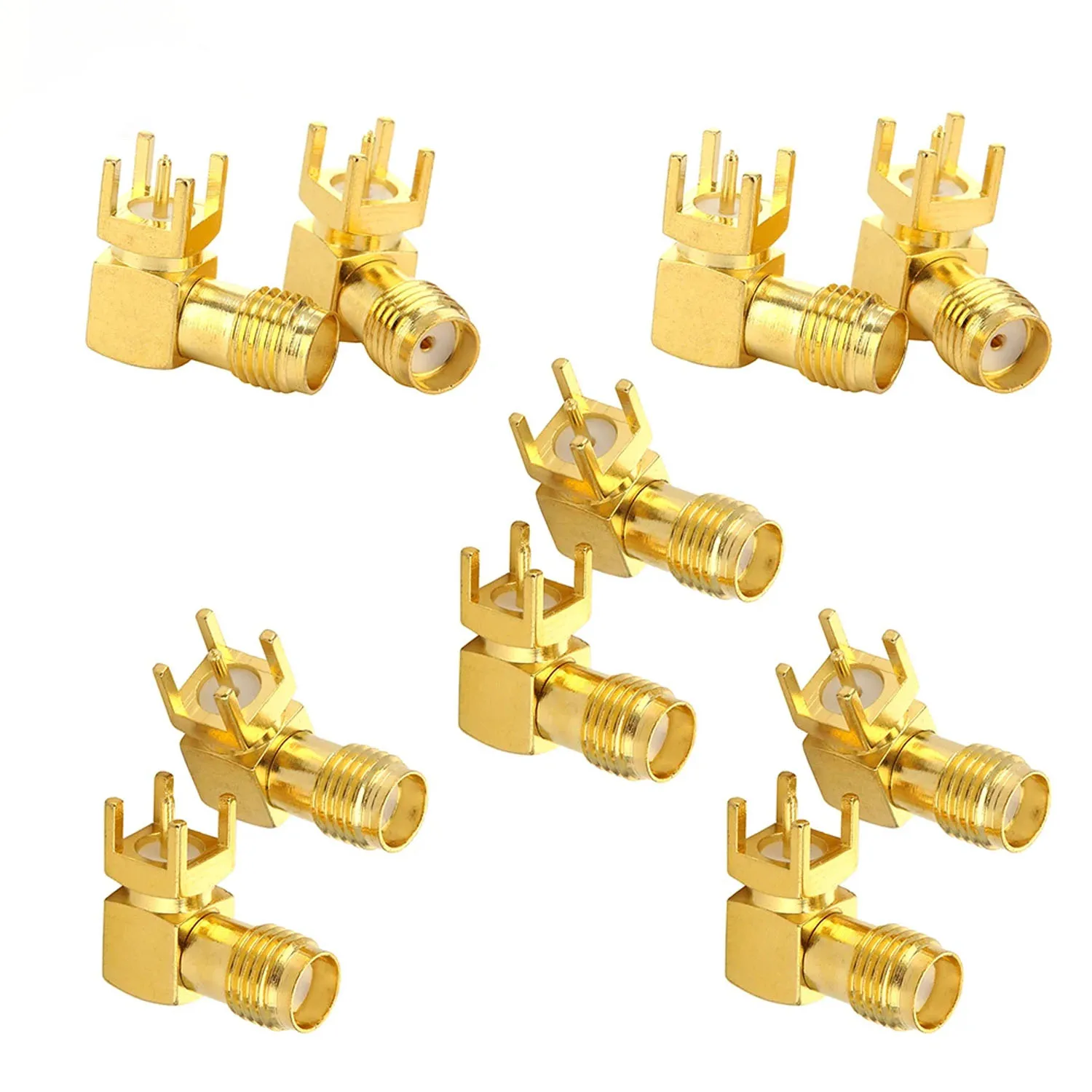 10PCS SMA KWE 14.5mm Right Angle Female Connector - Gold Plated, Durable RF Antenna Mount - High Performance for Industrial & DI