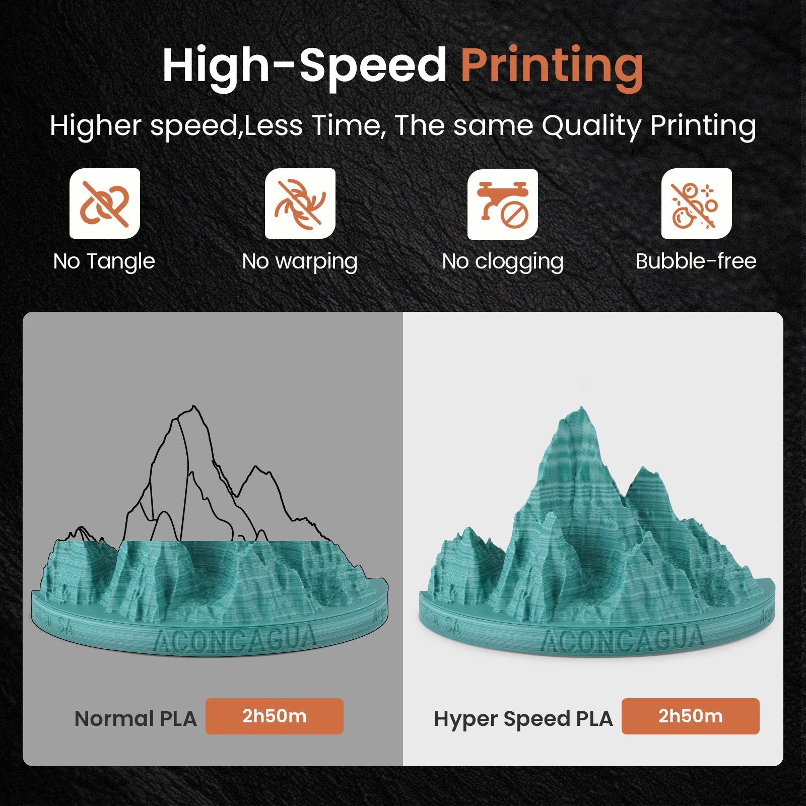 ERYONE Matte Rock Rainbow Filament PLA do Drukarek 3D, Matowy Wielokolorowy Filament PLA (2.2LBS) Szpula, Szybkie Drukowanie Twist Rainbow — zdjęcie produktu 5