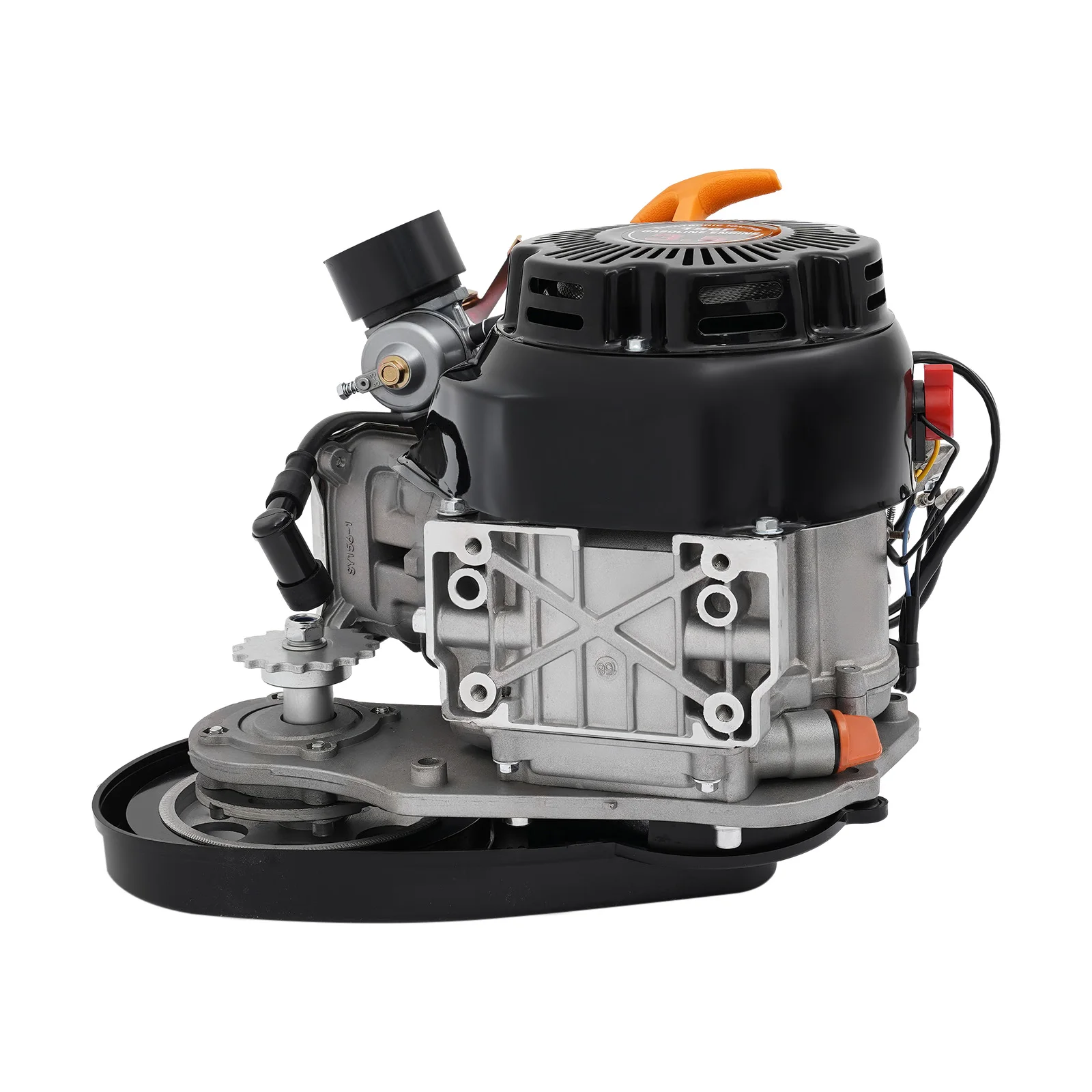 100cc 4-Stroke Gasoline Engine Kit, 3.5HP 2kW Bicycle Motor Conversion Kit, 3600rpm Max Speed, 50km/h Top Speed, Aluminum Housing, Rust-Proof Chain, Rubber Nylon Belt, Long Running Time, DIY Bike Engine Parts