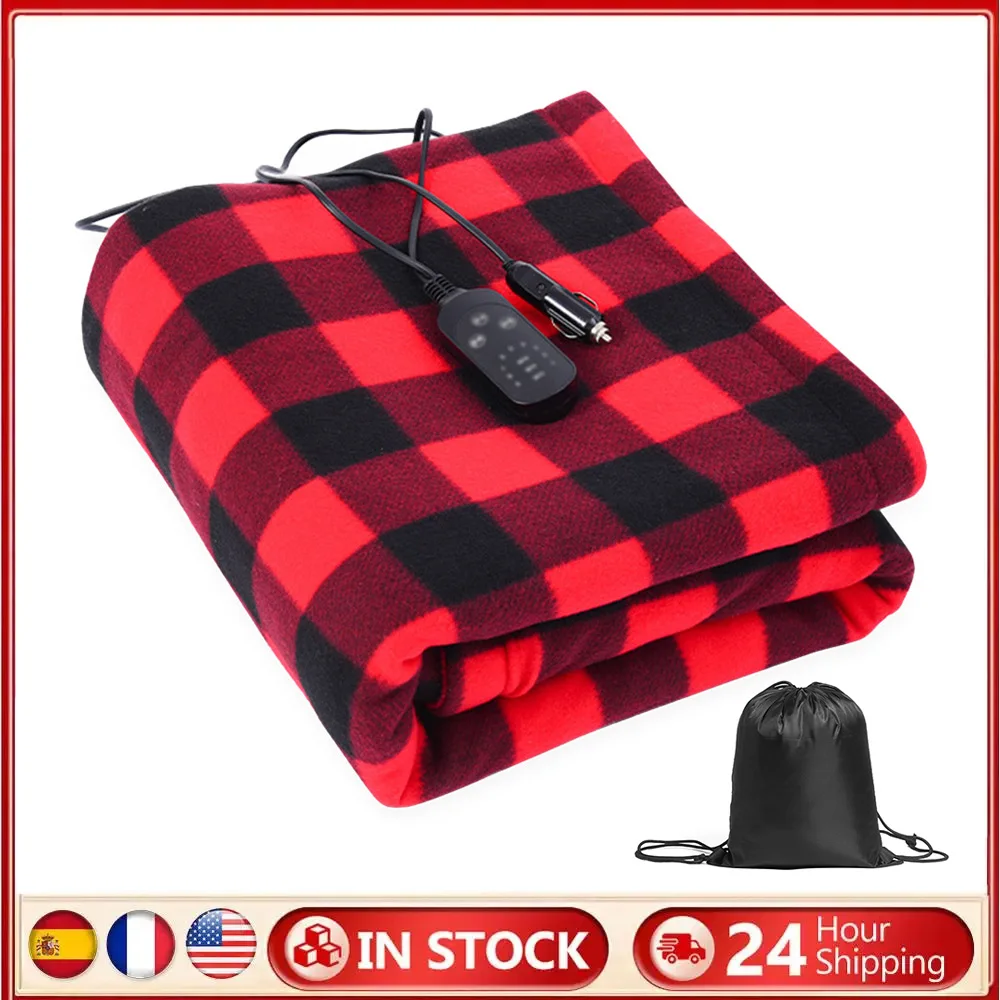 

Car Electric Heated Blanket Body Warmer Blanket 9 Adjustable Temperature 12V Heated Blanket Mattress Auto-off for Car Camping