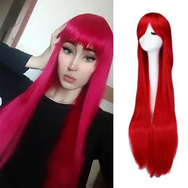 100cm Long Straight Cosplay Wig Anime Compatible Universal Omnipotent Solid Color Heat Resistant Synthetic Hair Wigs