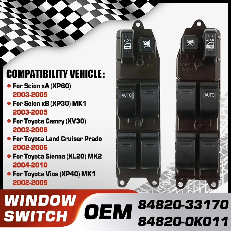 

Car Power Window Switch Master Panel For Scion xA XP60 Scion xB Toyota Camry Toyota Land Cruiser Prado Toyota Sienna Toyota Vios