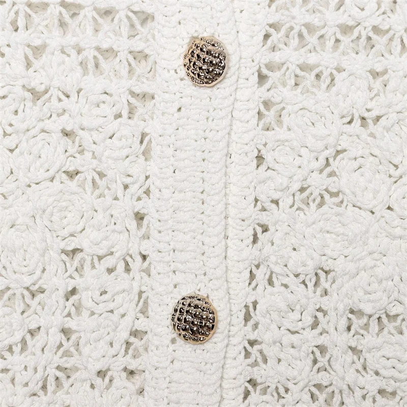 KEYANKETIAN ربيع/خريف جديد المرأة جوفاء التدريجي سترة كروشيه سترة البوهيمي نمط س الرقبة واحدة الصدر محبوك