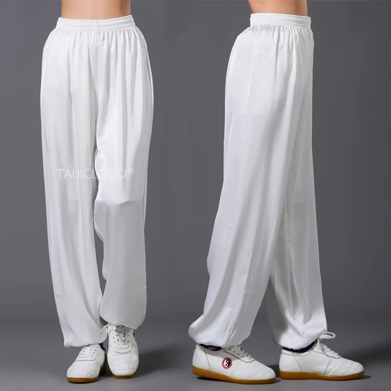 Ice Silk Satin Tai Chi Pants - Summer Lightweight Training Trousers for Unisex Martial Arts & Performance, Fitness Morning Exerc