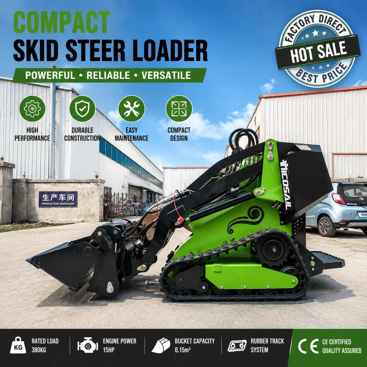 Crawler Track Loader Mini Skid Steer Loader Rubber Track Hydraulic Loader for Mud Sand Farm Landscaping Construction