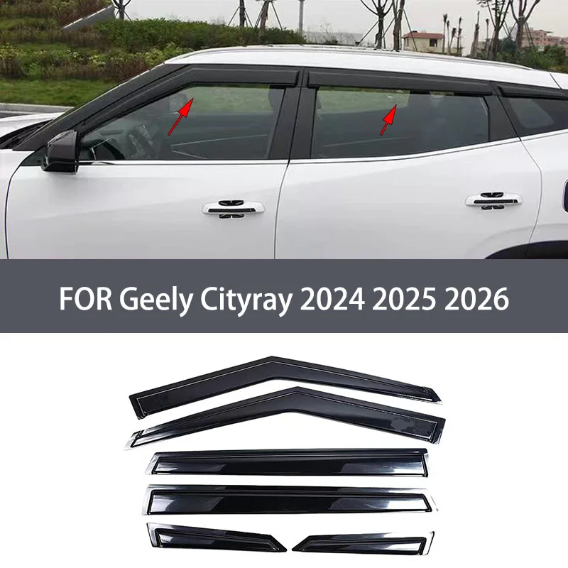 

Car accessories FIT FOR Geely Cityray 2024 2025 2026 ABS black waterproof Door Window Visor Vent Shades Sun Rain Guard