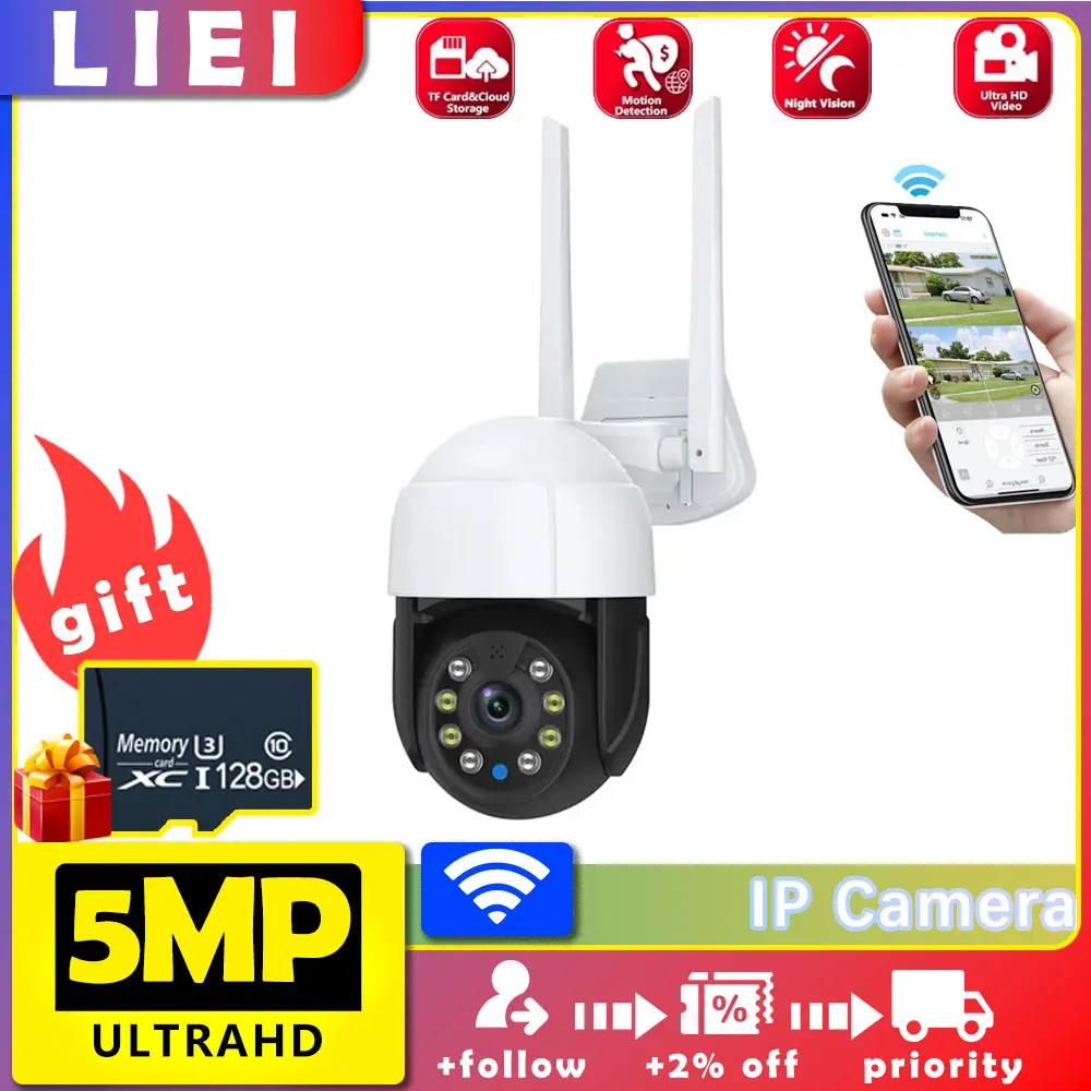 

LIEI 5MP 4X Zoom PTZ Wifi Camera Outdoor HD Ai Human Detect Auto Tracking WiFi IP Camera 2MP Color IR Night Vision CCTV Camera