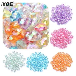 20pcs 11x19mm Multicolor Shiny Heart Spacer Beads Bling Big Acrylic Beads For Making Bracelet Charms DIY Necklace Keychain