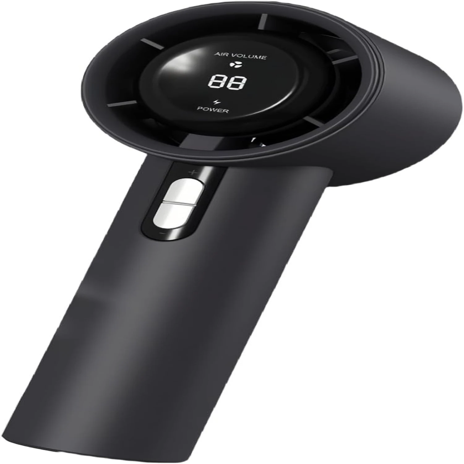 

Versatile and compact handheld turbo fan with high-performance 3000mAh rechargeable battery and digital display, featuring 100 a