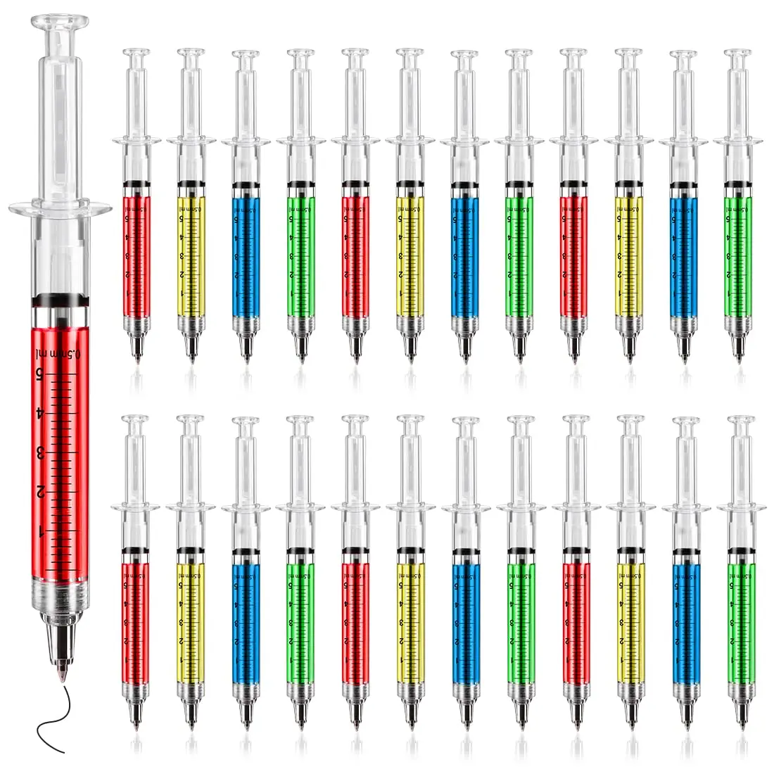 canetas de seringa multicoloridas para enfermeiras canetas esferograficas canetas de formato novo material escolar e de escritorio 24 pcs 01