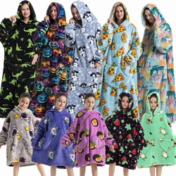 Family Matching Outfits Winter Women Flannel Warm Hoodies Adult Oversized Sweatshirts Child Hooded Pullover Mother kids Clothing