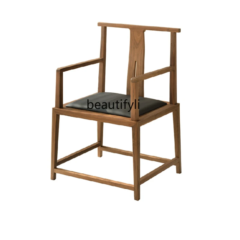 New Chinese Taishi  Solid Wood Book   North American Black Walnut Tea Room Master Chair Simple Zen Official Hat Chair