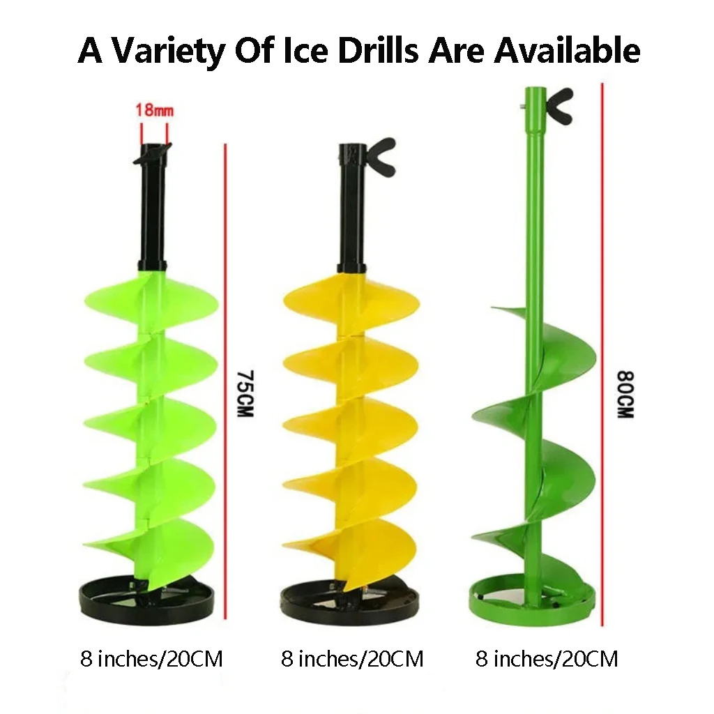 Ice Breaking Drilling Bit 8-Inch 75cm Nylon Ice Drill Winter Fishing Artifact