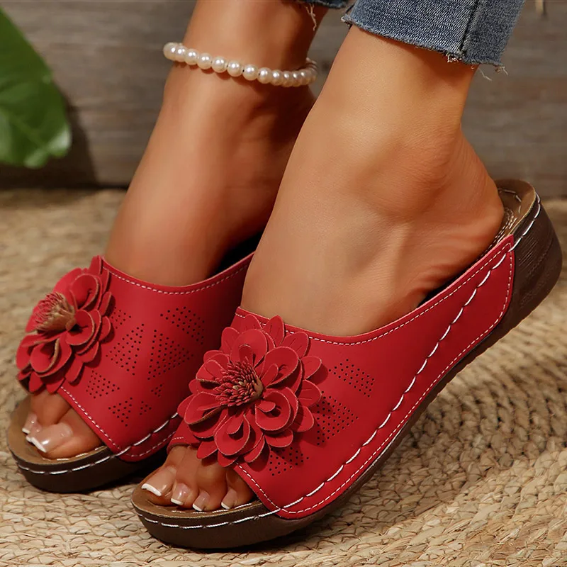 Women\'s Sandals Comfortable Heels Sandals Summer 2025 New Shoes Women Fashion Slippers Wedges Heeled Summer Shoes Woman Footwear