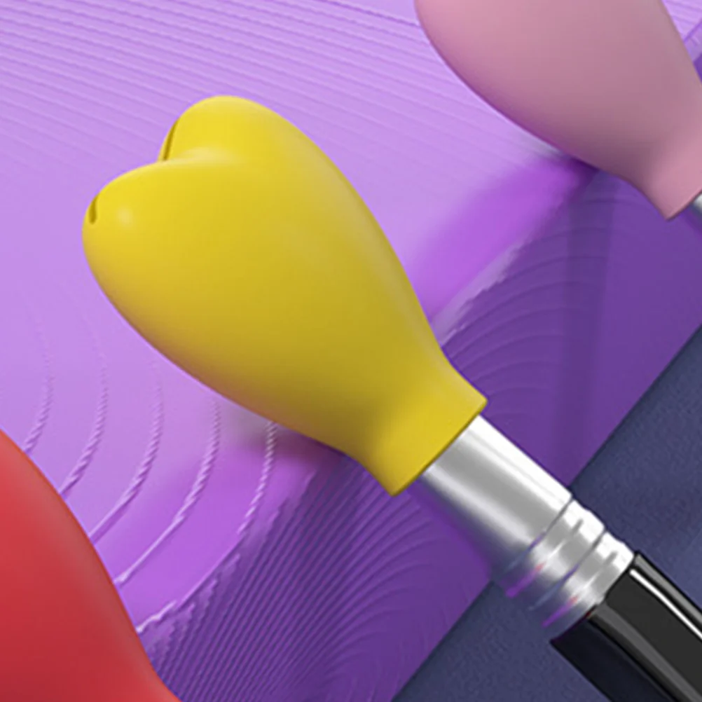 

3 Pcs Makeup Brush Protective Covers Yellow Large Medium Small Silicone Travel Storage Reusable Holders Cleaning ganizers