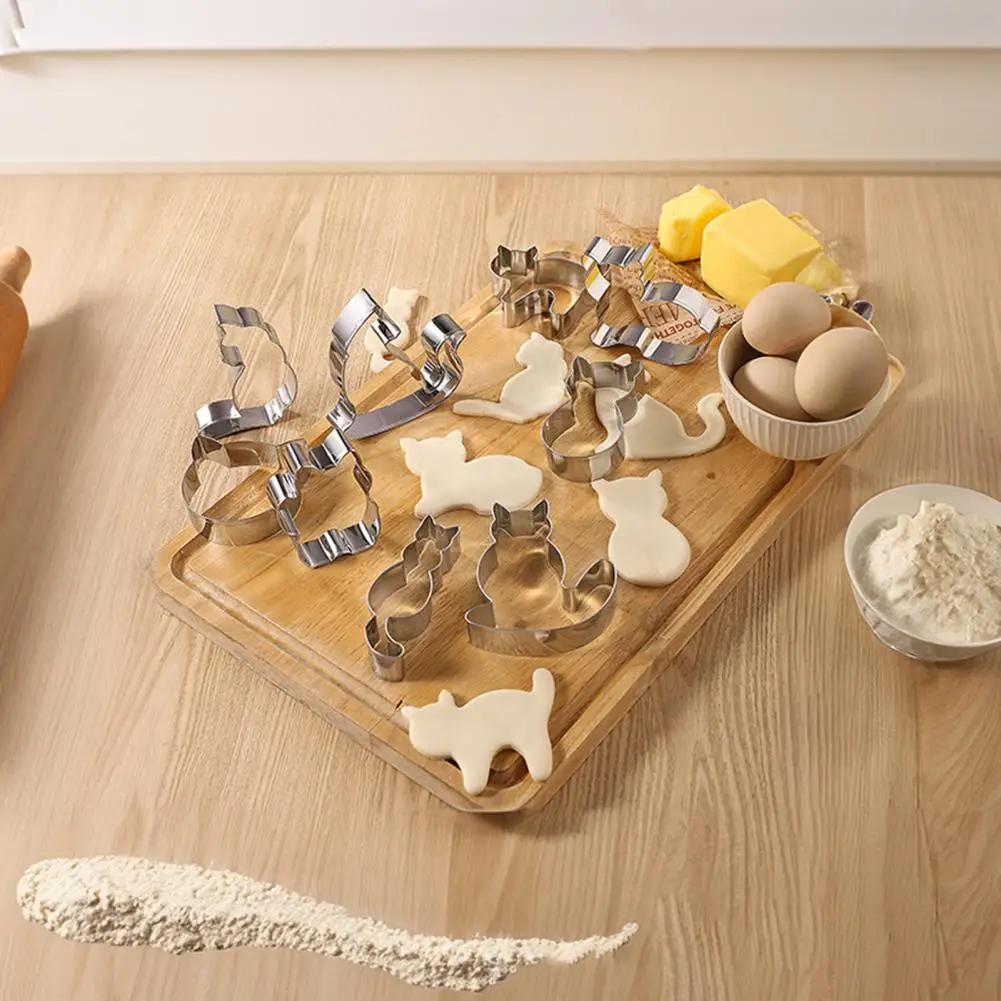 Cookie Mold Set Stainless Steel Pastry Cutters 9pcs Stainless Steel Cat Shaped Cookie Cutters Set Multi-purpose Baking for Dough