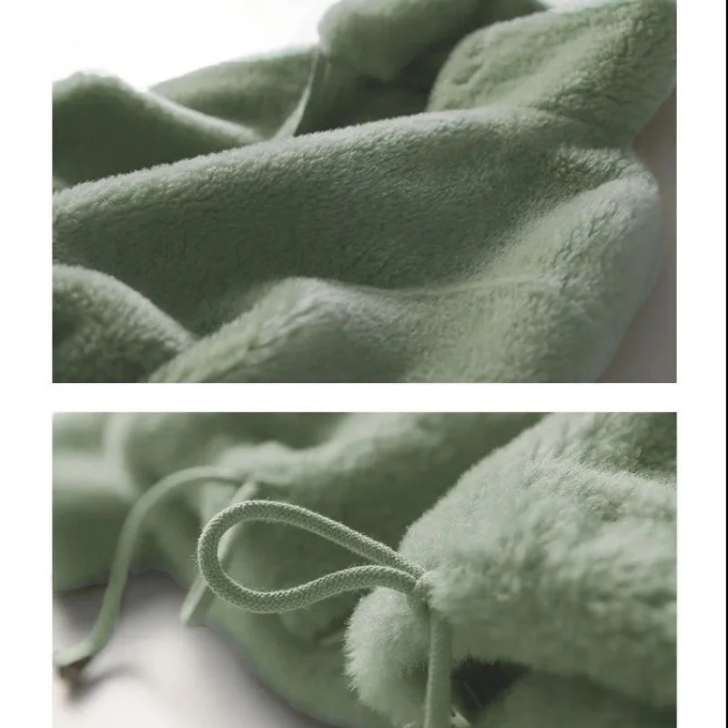 المرأة العصرية الشتاء الصوف مبطن سترة سميكة الوجهين الصوف الدافئة بولو/السلحفاة الرقبة البلوز زمم سترة معطف فوقي