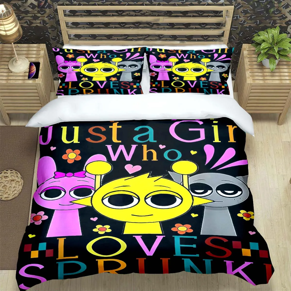 

Fashion S-Sprunki Incredibox Game Print Bedding Sets Bed Supplies Set Duvet Cover Bed Comforter Set Bedding Set Luxury Cute Gift