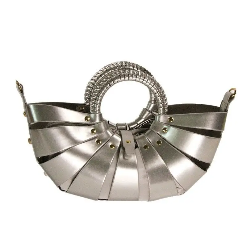 A Niche Design Fan-shaped Shell Bag with An Artistic Feel Shiny Rivet Handbag Exaggerated and Individualistic Underarm Bag New