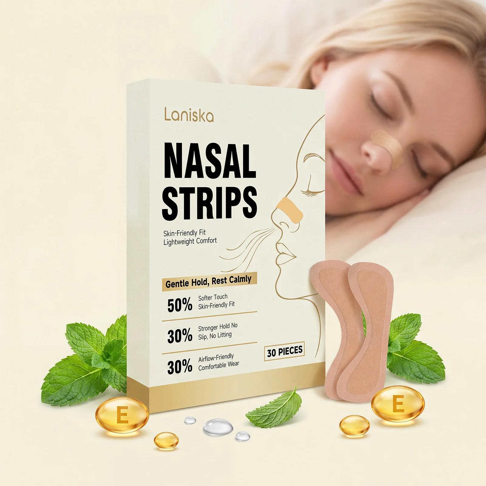 Nose Breathing Sleep Strips - Anti-Snoring Solution for Better Breathing at Night, Nasal Congestion Relief from Colds Allergies,