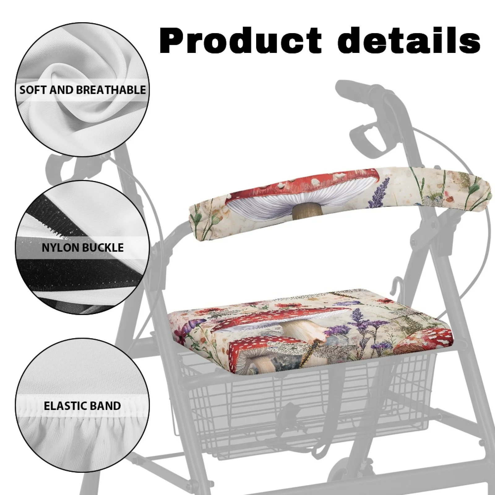 Coloranimal Mushroom Dragonfly Set of 2 Rollator Seat Cover for Elderly Rollator Walker Seat Covers 2026 New view 5