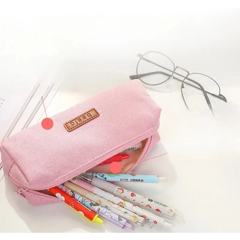 Basic Pencil Case Black School Supplies Pencilcase Estuches Escolar Large Capacity Pen Bag Kalemlik Kawaii Stationery Pencil Box
