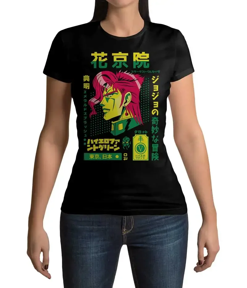 Noriaki Kakyoin JoJo’s Bizarre Adventure Hierophant T-shirt – Green Headband & Emerald Splash Stand Art