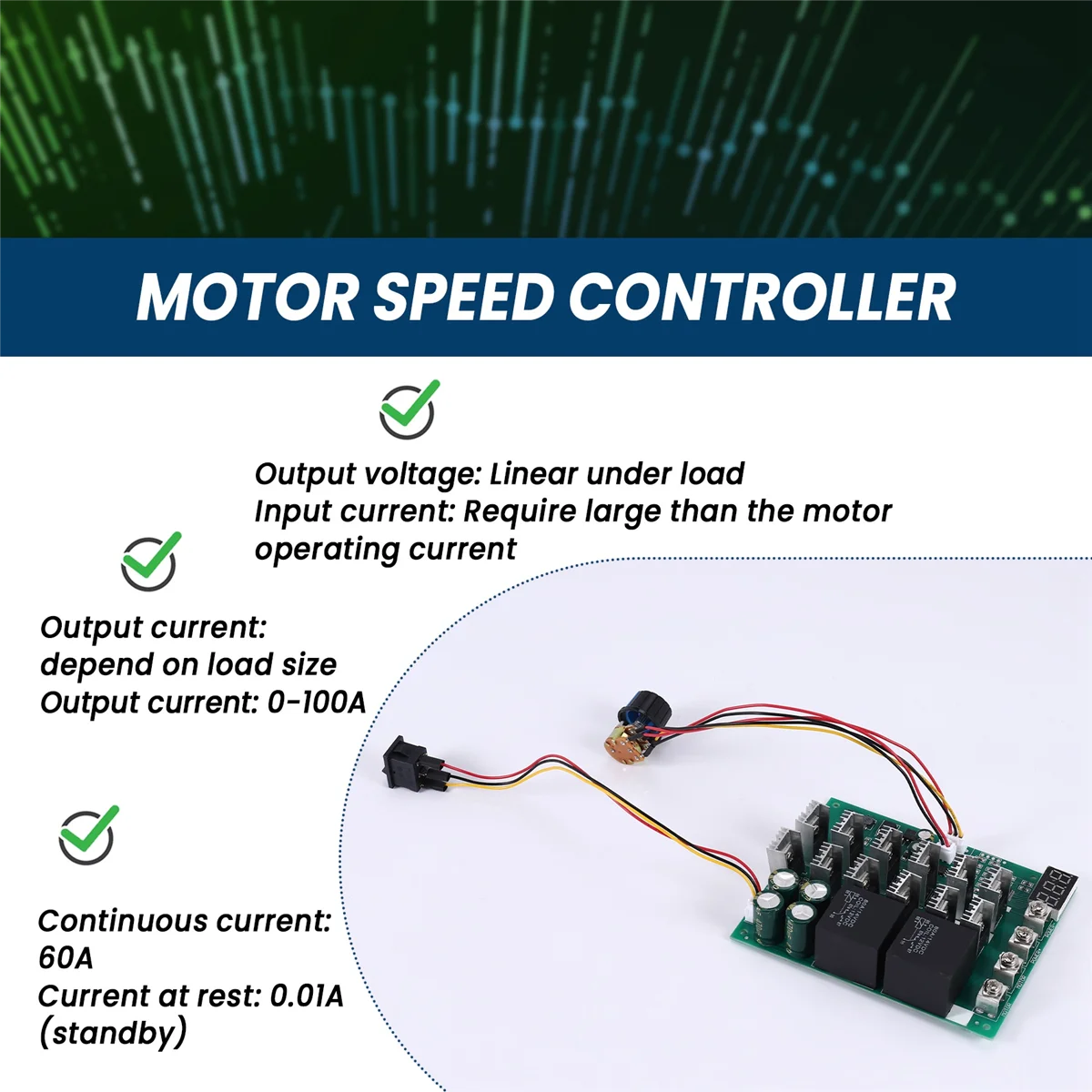 Newest DC 10-55V 12V 24V 36V 48V 55V 100A Motor Speed Controller PWM HHO RC Reverse Control Switch with LED Display