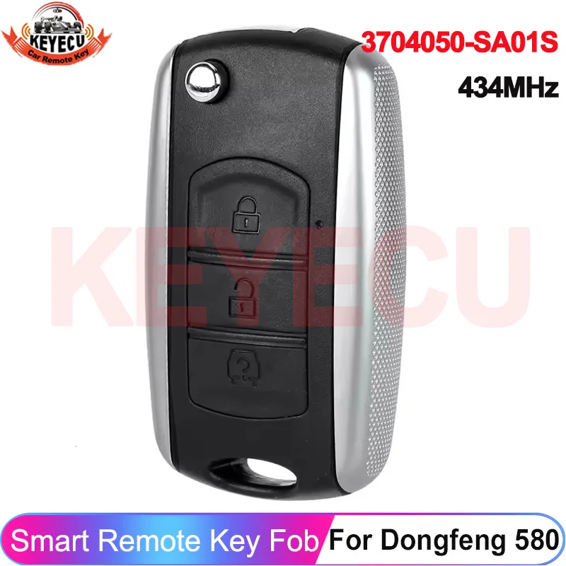 

KEYECU OEM For Dongfeng 580 2010 2011 2012 2013 2014 2015 Flip 3 Buttons ASK 434MHz 4D60 Chip Remote Key Fob P/N: 3704050-SA01S
