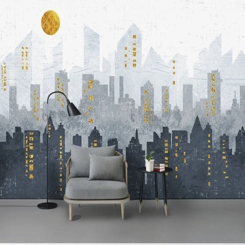 

Custom Abstract Wallpaper Hand-Painted Cityscape Building Pattern Wall Mural for Living Room Bedroom Office Decoration Wall Art