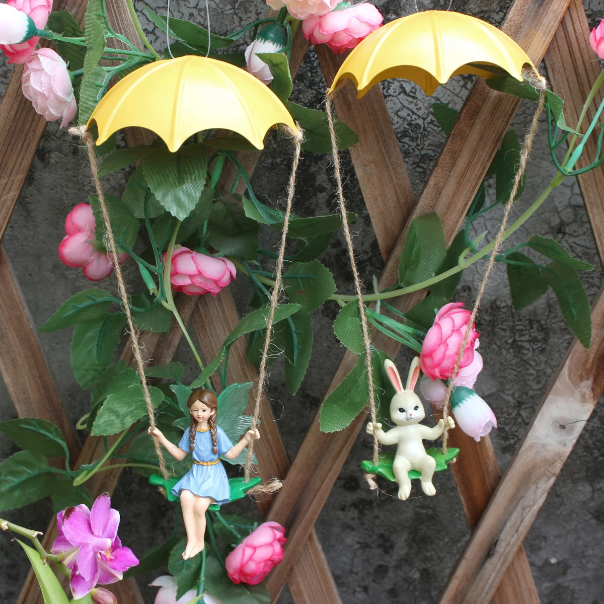 2pc Parachute Fairy and Rabbit, Easter Decoration Pendant, Creative Garden/Home Decoration Pendant