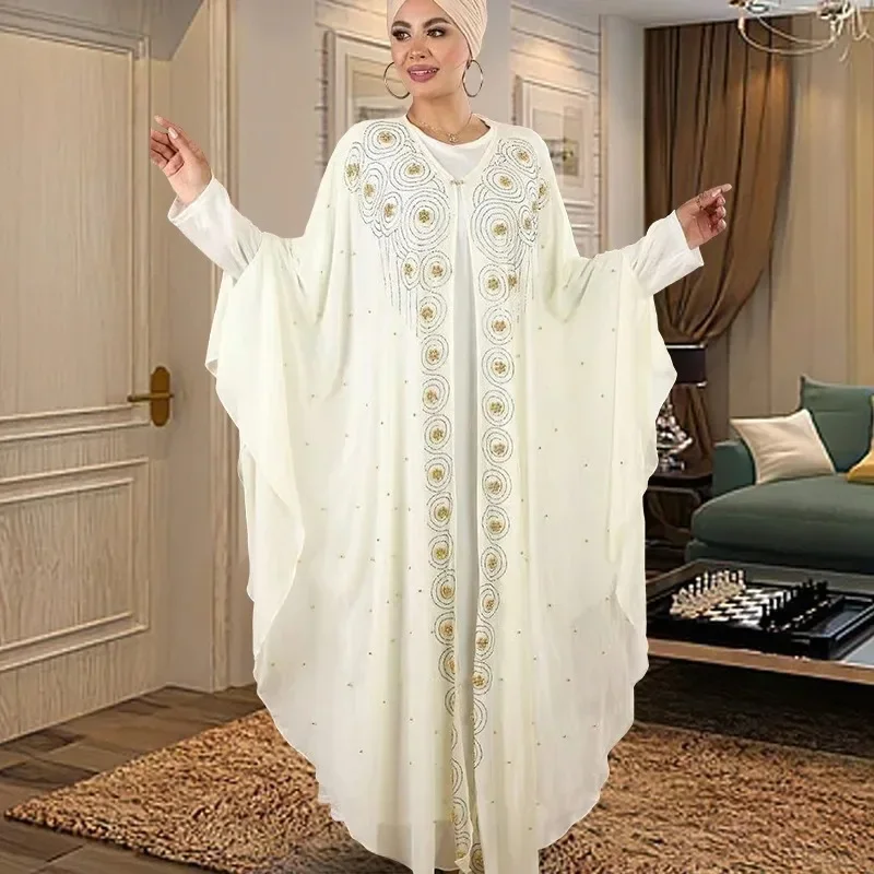 Abayas For Women Dubai Luxury Chiffon Boubou Muslim Fashion Dress Caftan Marocain Evening Party Dresses Robe Djellaba Femme 2024