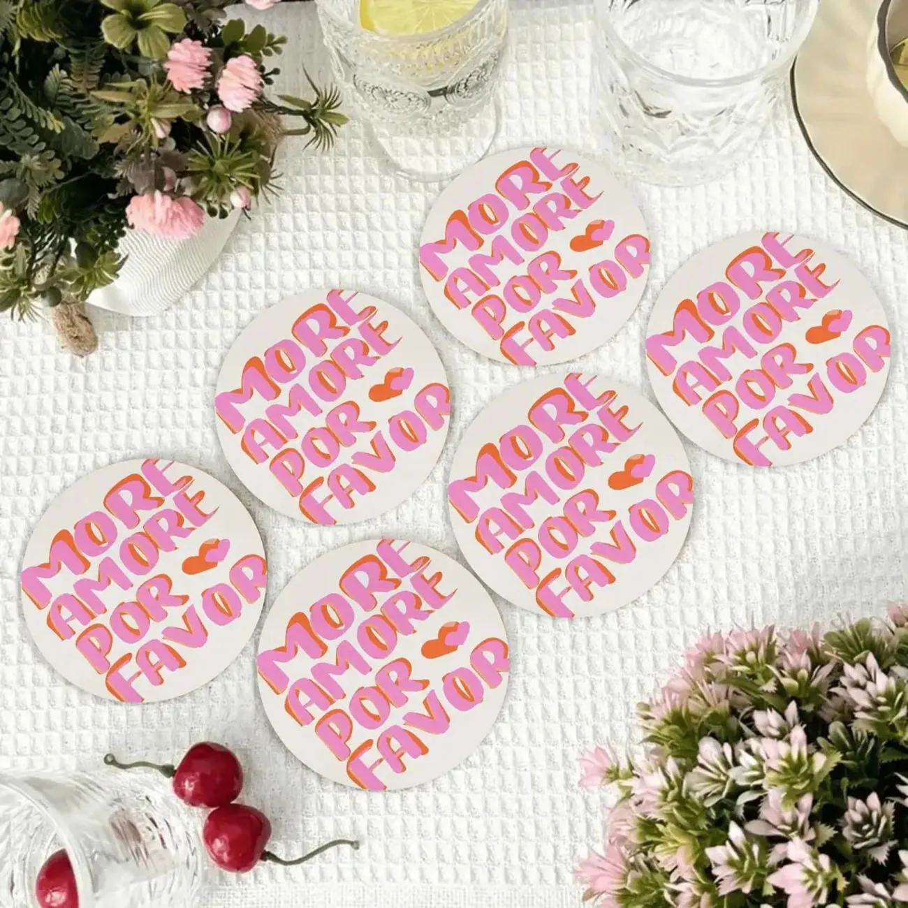 6 Pieces - Wooden Coasters, Anti Slip and Heat-Resistant Dining Table Decorations, Coffee Shop Restaurant Gifts
